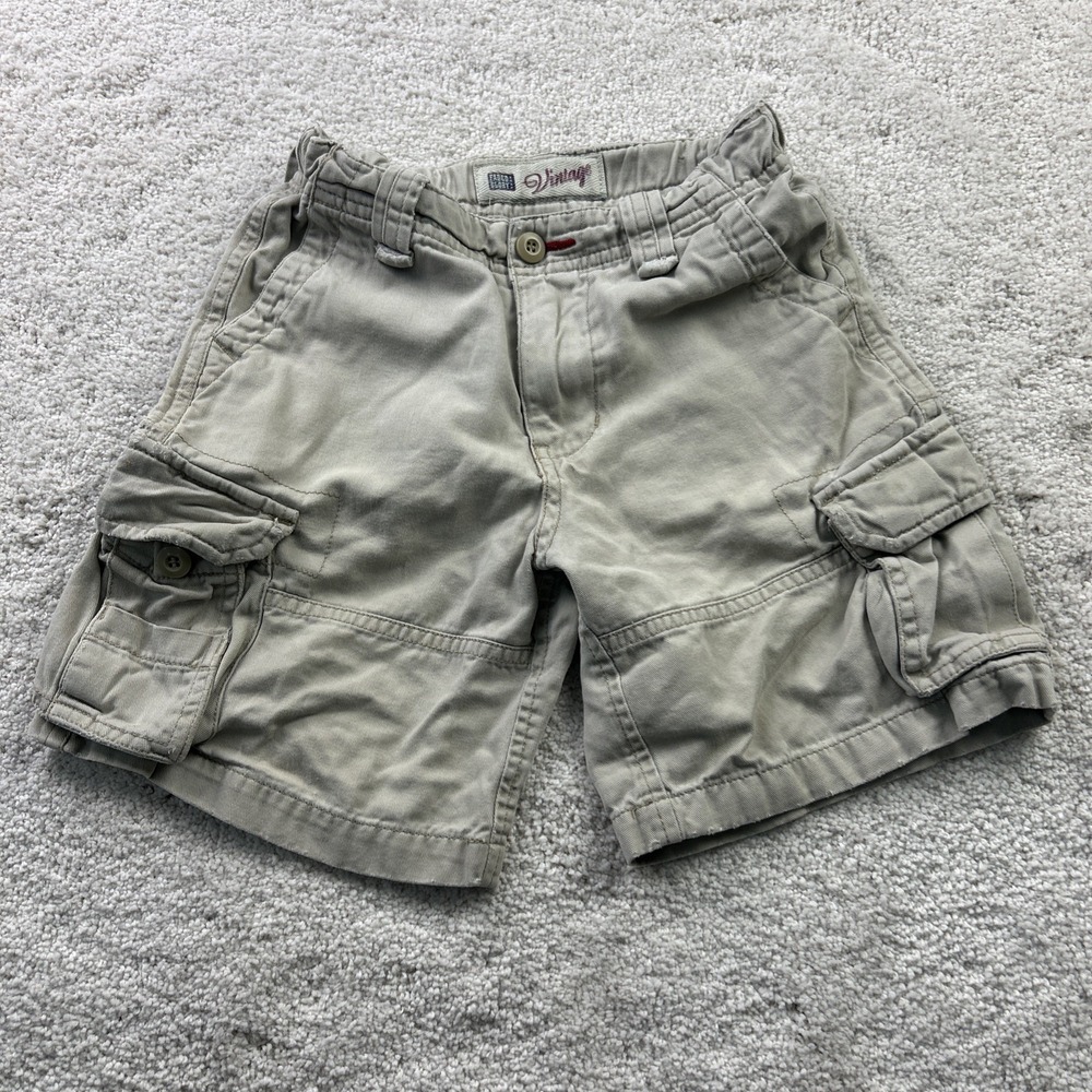 Boy's Faded Glory Khaki Tan Cargo Shorts Sz 4 Flap Pockets